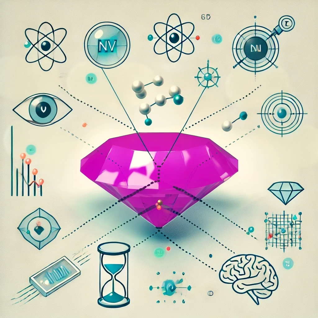 Nitrogen-vacancy center in diamond crystal lattice